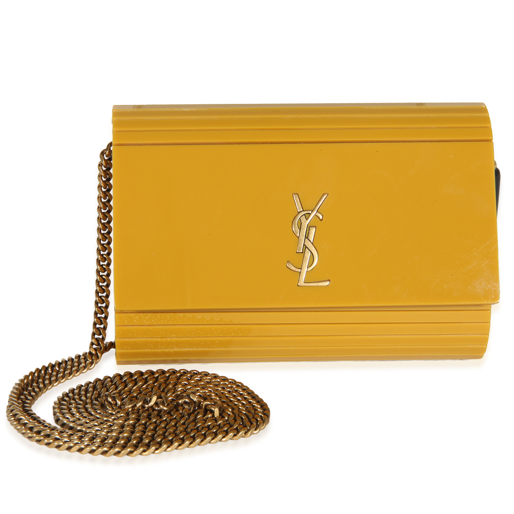 Saint Laurent Yellow Plexiglass Mini Vicky Minaudiere
